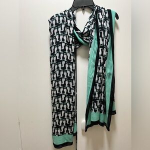 Navy & Mint Penguin Print Lightweight Scarf 72x30”